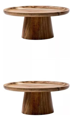 2 Soportes De Bandeja Altos Para Mesa Con Pedestal De Madera