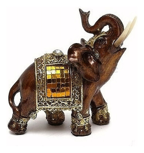 Feng Shui 4,7  Elefante Elegante Tronco Estatua Riqueza Suer