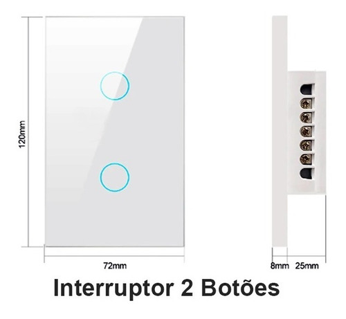 Interruptor Touch 2 Botoes Casa Inteligente Wifi Alexa Googl