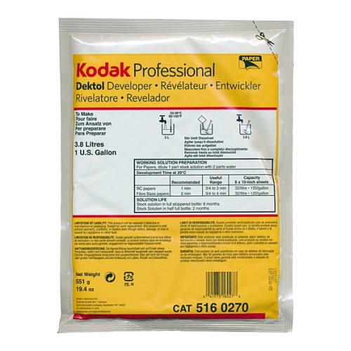 Dektol Revelador De Papel Fotográfico Kodak En Polvo 3.8 L