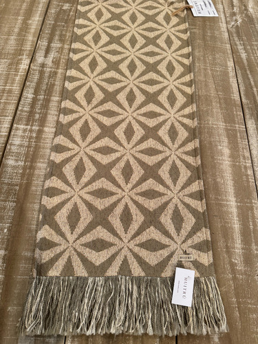 Camino De Mesa Chenille Decorativo 1,60x0,36 Nordico Huitrú Plata Estampado