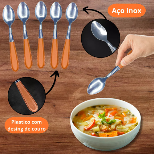 Jogo De Colheres Atacama Caramelo Com 6 Peças Aço Inoxidável