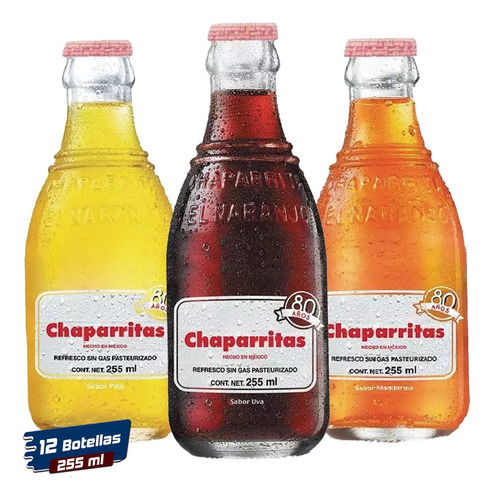 Refresco Chaparritas De Sabores 255 Ml - 12 Botellas Vidrio