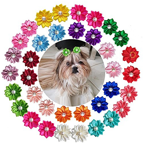 40pcs / Pack 20pairs Cute New Dog Hair Bows Bandas De G...