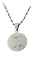 Comprar Dije Collar Reir Y Ser Feliz Cadena + Estuche