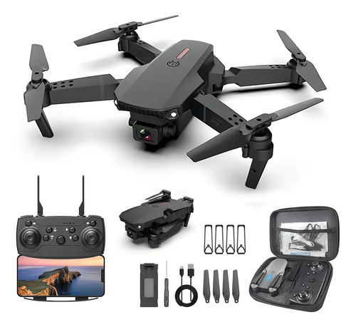 Drone Con Dual Camara 4k Kimhi Mini Drone Portatil Plegable Alta Definicion Control Remoto Via App 2.4ghz Giro 360 Con 1 Bateria Y Protector De Helices Color Negro