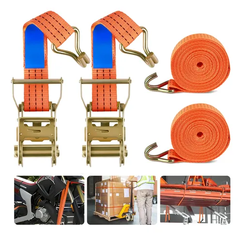 2x Kit Cintas Catraca Pequena 2t Amarração Carga Reforçada Laranja R