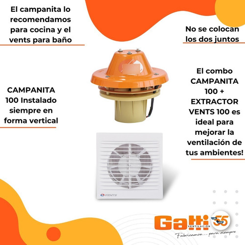 Imagen 4 de 10 de Combo Extractor Satelital 10cm Gatti + Ext Baño 10cm Vents