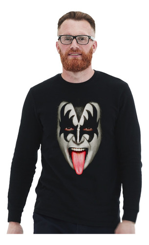 Polera Ml Kiss Gene Simmons Lengua Face Tongue Rock Impresió