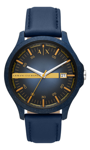 Reloj Hombre Armani Exchange Ax2442 Hampton Color de la correa Azul Color del bisel Azul Color del fondo Azul