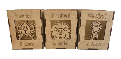15 Porta Lápis Potinhos Safari Personalizados Mdf Cru