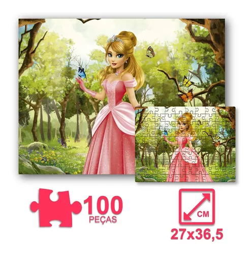 Jogo Quebra Cabeça Infantil Meninas Princesas Premium 100 Peças