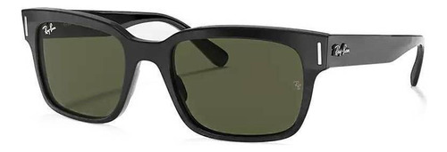 Óculos de sol Ray-Ban Jeffrey Standard armação de acetato cor polished shiny black, lente green clássica, haste polished shiny black de acetato - RB2190