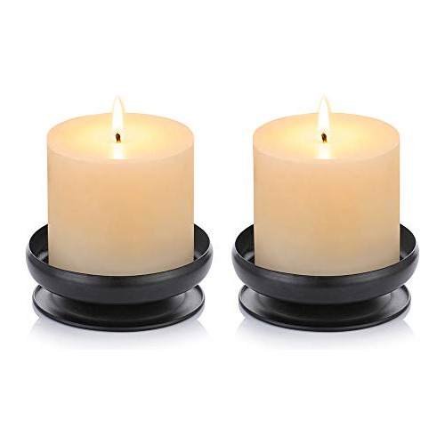 Conjunto De 2 Portavelas De Hierro Negro, Soporte Velas...