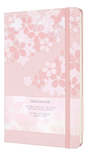 Moleskine Cerezo Japones Classic 240 hojas  rayadas 1 materias unidad x 1 21cm x 13cm color rosa