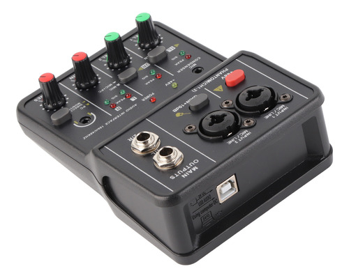 Mezclador De Audio De 2 Canales Usb 48v Phantom Power Compac