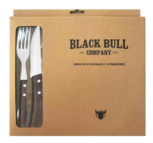 Set 8 Piezas Cubiertos Black Bull Bbq Parrilla Cocina