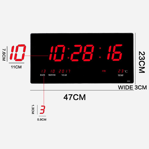 Reloj De Pared Digital De Gran Tamaño Con Temperatura De