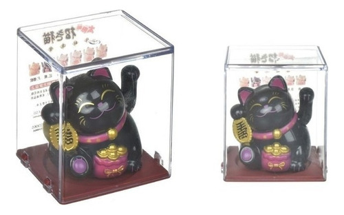 Maneki Neko Mini Gato De La Fortuna Negro