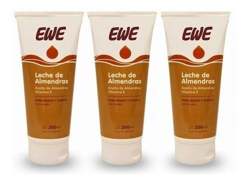 Leche De Almendras Ewe Para Manos Y Cuerpo Pack X3 De 200ml