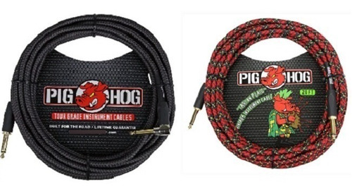 2 Cables Guitarra Bajo Ukulele Pig Hog 6.1m Pch20bkr Pch20pl