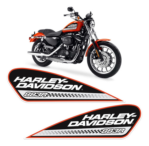 Par De Adesivos Tanque Moto Harley Davidson 883r Lateral