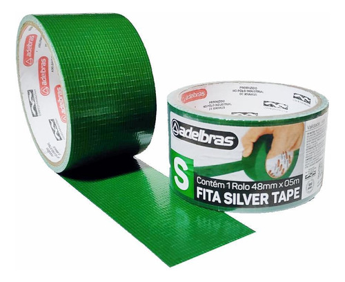 Kit 10 Fita Adesiva Silver Tape Alta Fixação 48mmx5m Verde