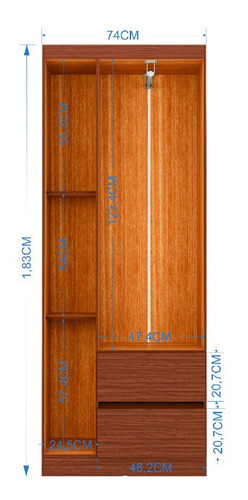 Imagen 2 de 3 de Closet O Armario Lisboa 3 Puertas Capuchino En Madera Mdp