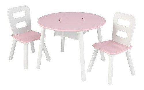 Kidkraft Round Table Y 2 Chair Set, Blanco /rosa
