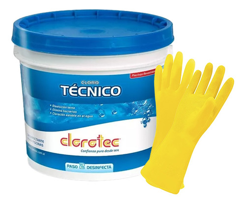 Guantes Latex + Cloro Técnico Granulado Lenta Clorotec 5k Mm