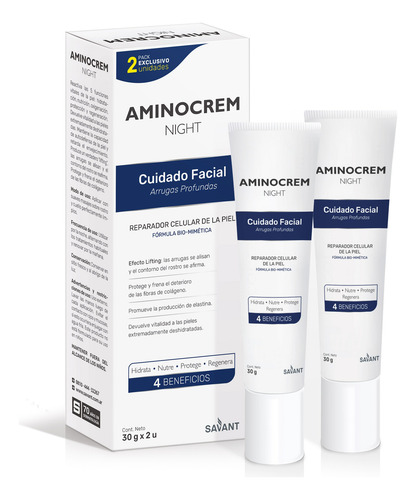 Aminocream Night Crema Hidratacion Reparador Arrugas X2 Uni Todo Tipo De Piel Día/noche