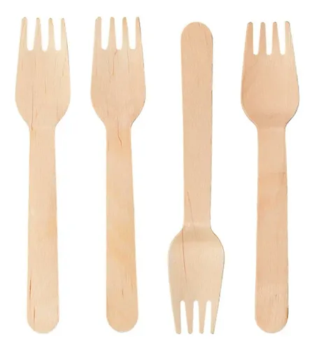 comprar Tenedor Madera Bambu Descartables X 100 Unidades Cubiertos