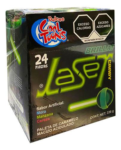 Paleta Laser 24 Piezas Mora Manzana Cereza