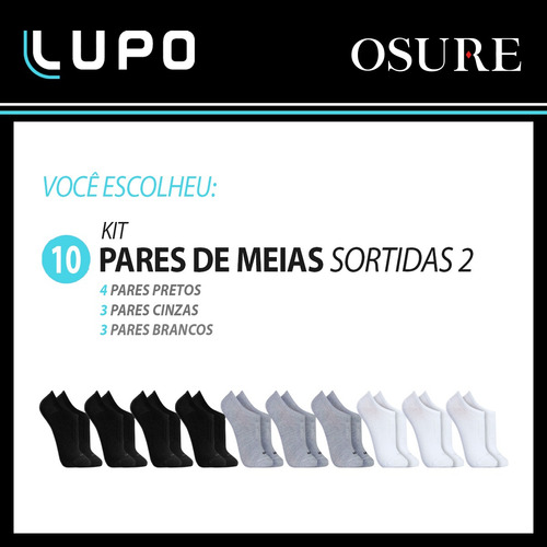 Kit 10 Pares Meias Lupo Masculina Soquete Atacado Original