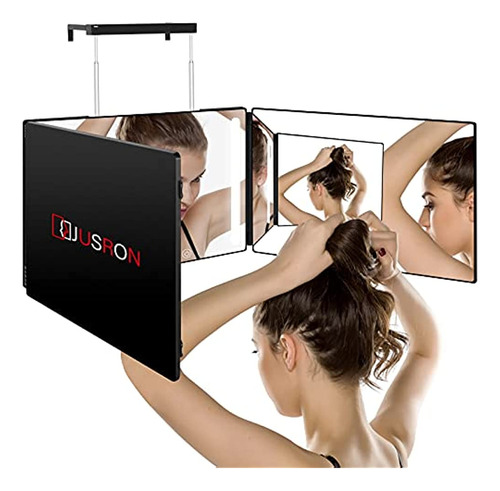 Jusron Espejo De 3 Vías Para Cortarse El Cabello Con Luces, 