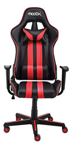 Cadeira Gamer Moob Nitro Reclinável 180º Com Almofadas Para Lombar E Pescoço E Regulagem De Altura preto/vermelho