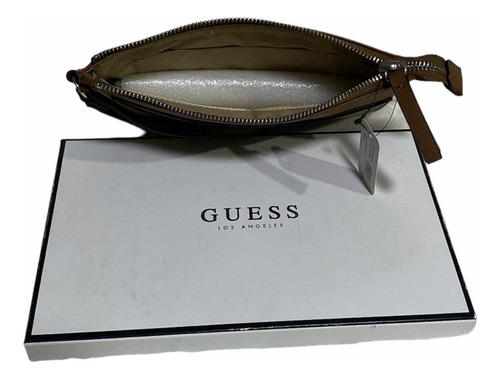 Bolsa De Mano Guess 100% Original Marrón Lisa Logo Marrón