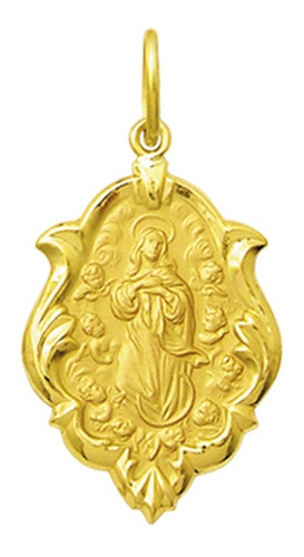 Medalha Nossa Senhora Conceição Ouro 18k 2 Cm Certificado