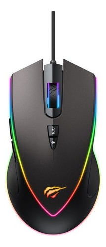 Mouse Gamer Havit Ms1017 Con Luces Led Rgb Color Negro