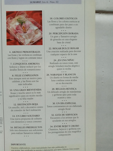 Revista Arreglos Florales Decore Cada Espacio #22 2002 (Usado)
