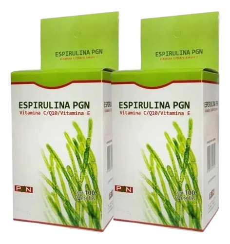 Espirulina X 100 Capsulas Antioxidante Pgn Pack X2