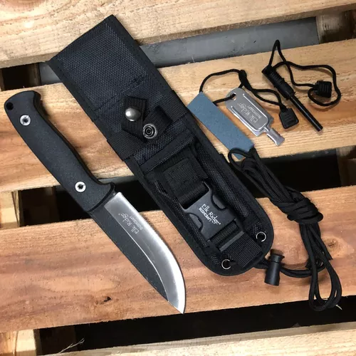 Cuchillo Bushcraft Pedernal Funda Tactica Y Piedra Molle 555