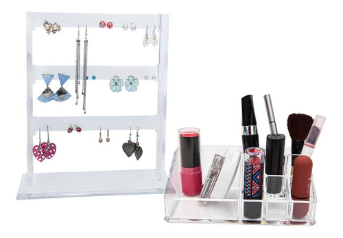 Exhibidor Organizador De Acrilico P/ Labial Y Aretes Kit1