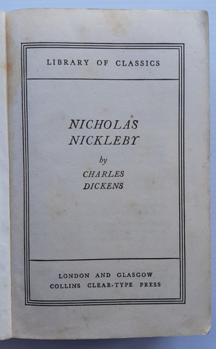 Antiguo Libro Nicholas Nicklebr By Charles Dickens Ro 034