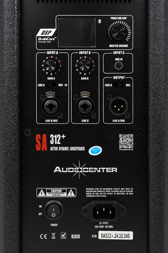 Bafle Activo Audiocenter Sa312+ Bluetooth 12 Pulgadas 2000w Color Negro