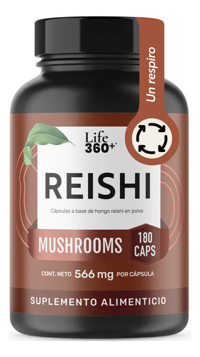 Reishi Mushrooms Life 360+ 180 Cápsulas Con Hongo Reishi