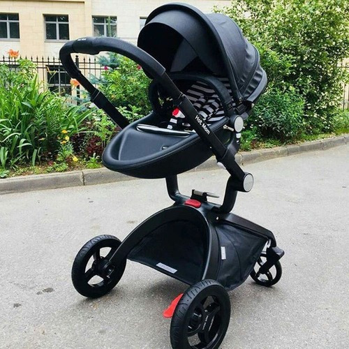Carreola Hotmom Bebe Europea Hot Mom Piel Travel Negra 2en1