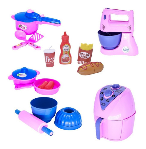 Brinquedo Cozinha Infantil Classic Completa Menina Cotiplas Cor Rosa