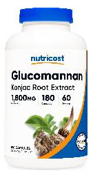Suplemento Nutricost Glucomannan 1.800mg 180 Cápsulas
