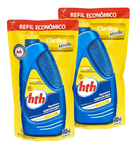 2 Refis Clarificantes Hth Maxfloc Econômico P/ Piscina 900ml